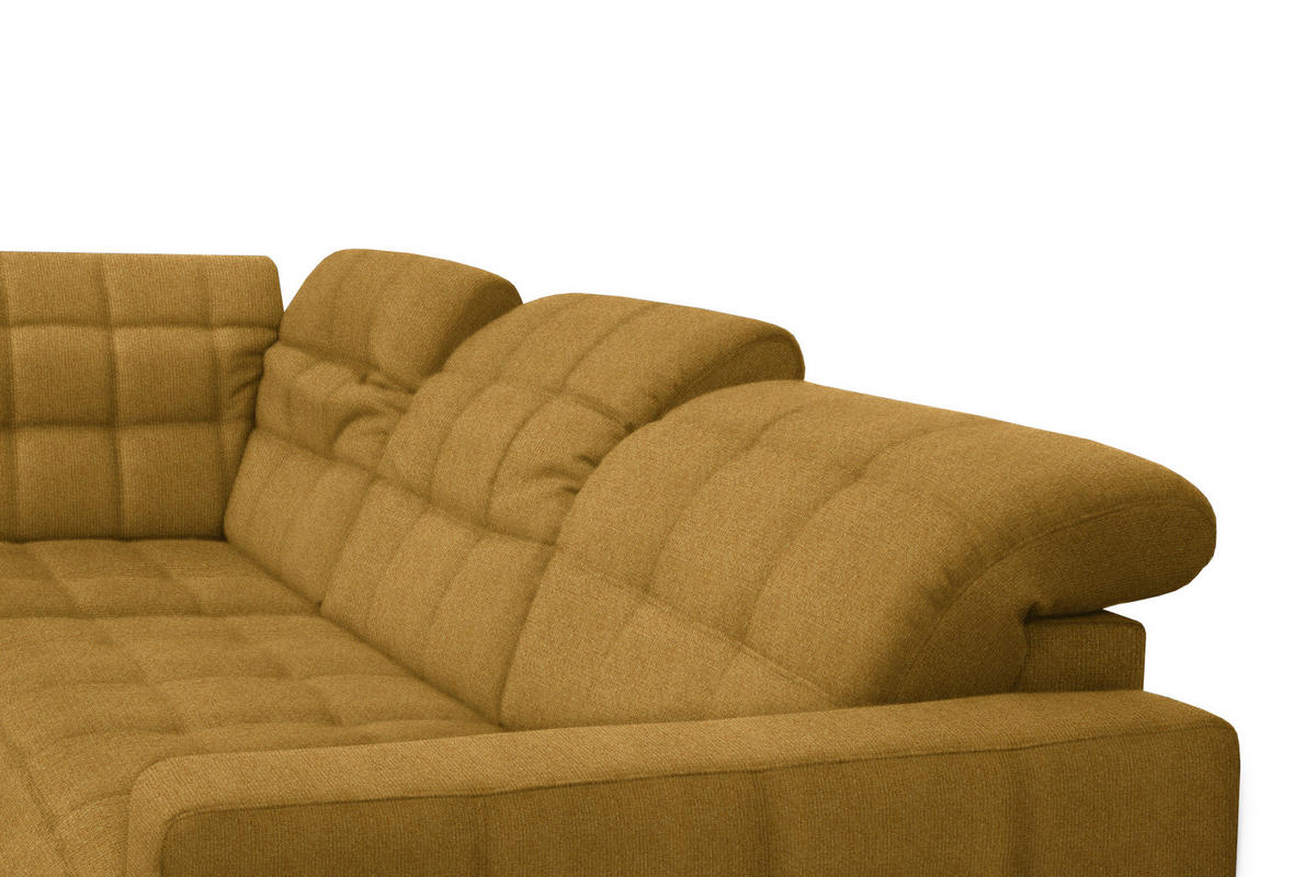 ECKSOFA in Webstoff Currygelb  - Currygelb/Schwarz, Design, Holz/Textil (297/216cm) - Xora