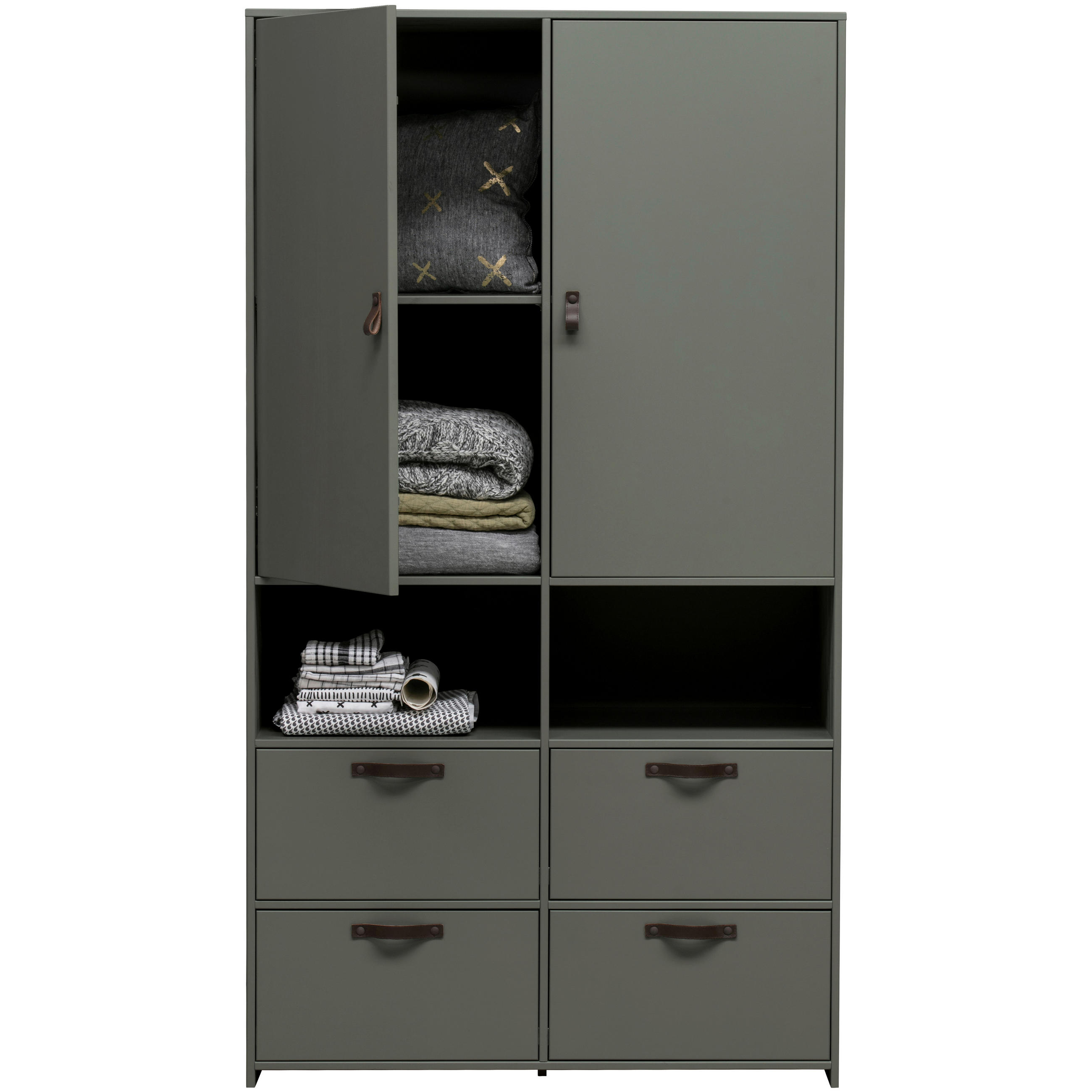 KLEIDERSCHRANK 103/185/40 cm 2-türig Grün  - Braun/Grün, Design, Leder/Holz (103/185/40cm) - Livetastic