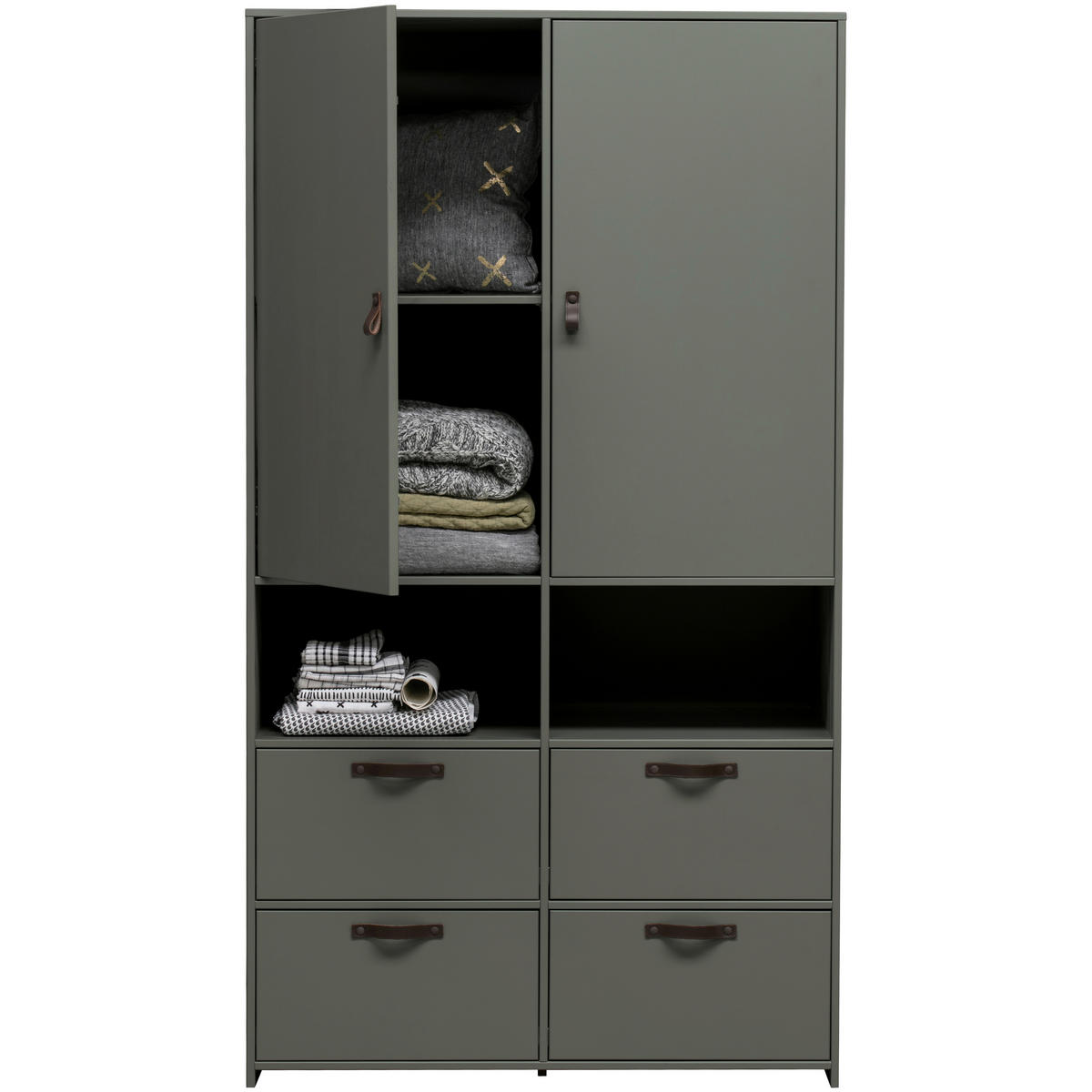 KLEIDERSCHRANK 103/185/40 cm 2-türig Grün  - Braun/Grün, Design, Leder/Holz (103/185/40cm) - Livetastic