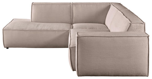 ECKSOFA in Cord Taupe  - Taupe/Schwarz, KONVENTIONELL, Kunststoff/Textil (224/254cm) - Hom`in