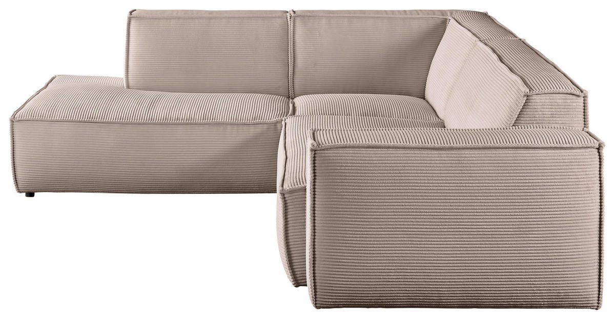 ECKSOFA in Cord Taupe  224/254 cm  - Taupe/Schwarz, KONVENTIONELL, Kunststoff/Textil (224/254cm) - Hom`in