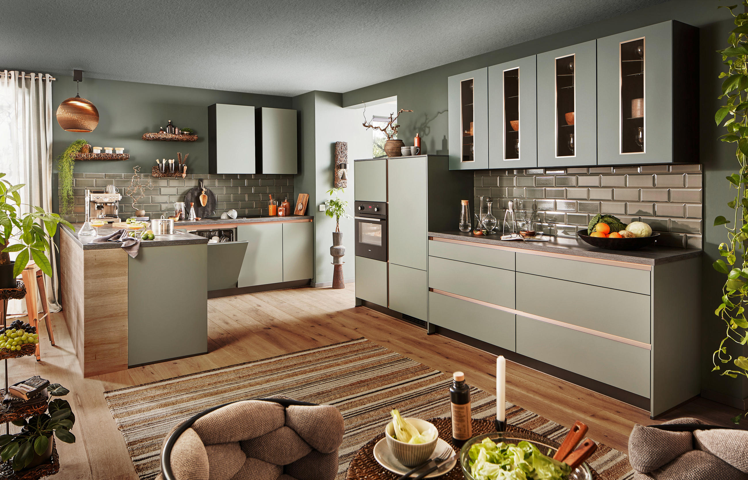 BUCĂTĂRIE LA COMANDĂ   - verde, Basics, material pe bază de lemn - Venda