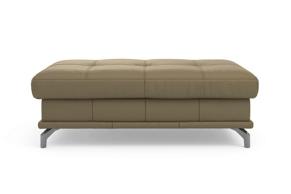 HOCKER COSTELLO E Echtleder Olivgrün  - Schwarz/Olivgrün, Basics, Leder/Metall (133/47/72cm) - Sit & More
