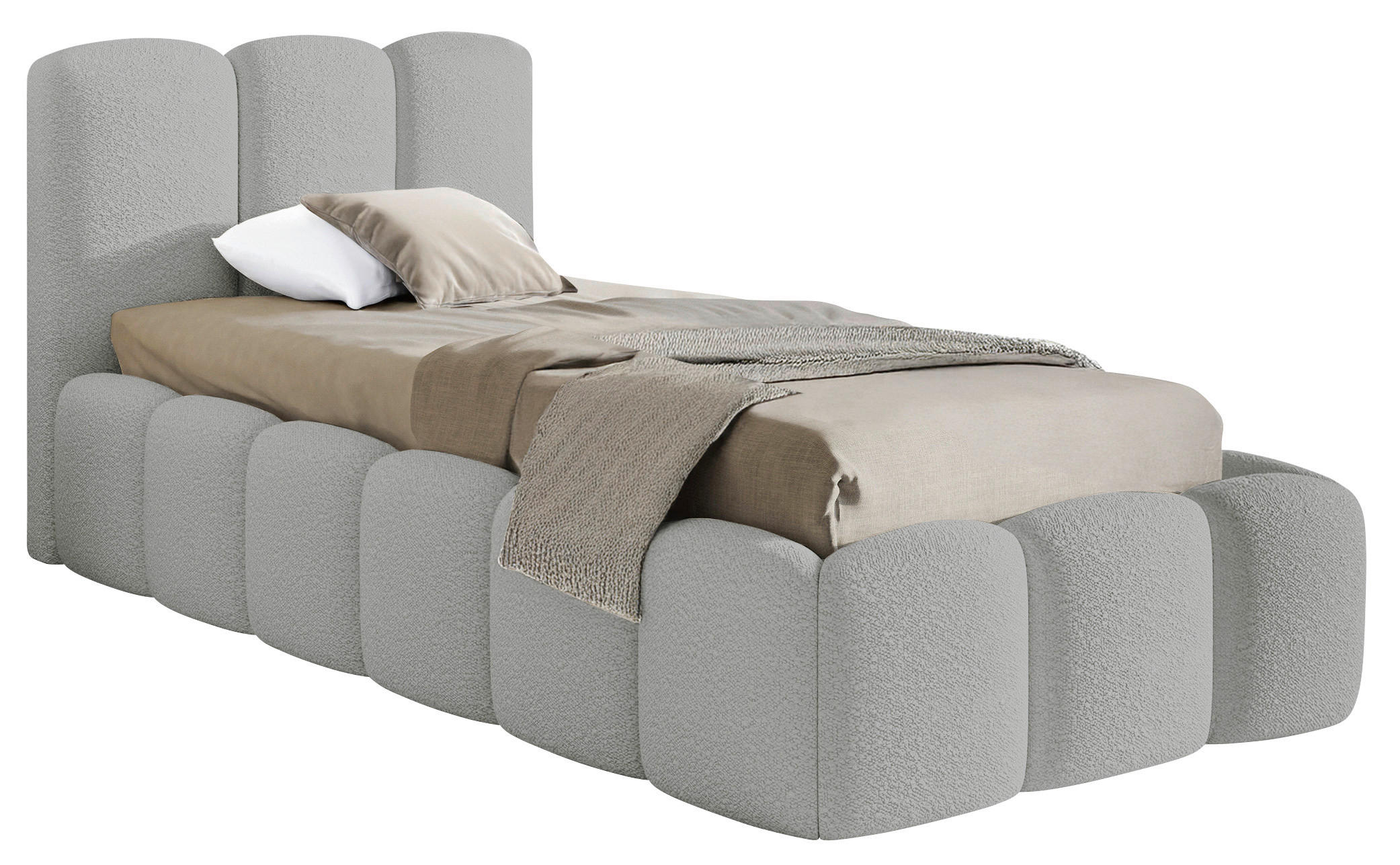 POLSTERBETT Lattenrost, Bettkasten Hellgrau 90/200 cm  - Hellgrau, MODERN, Holz/Textil (90/200cm) - Livetastic