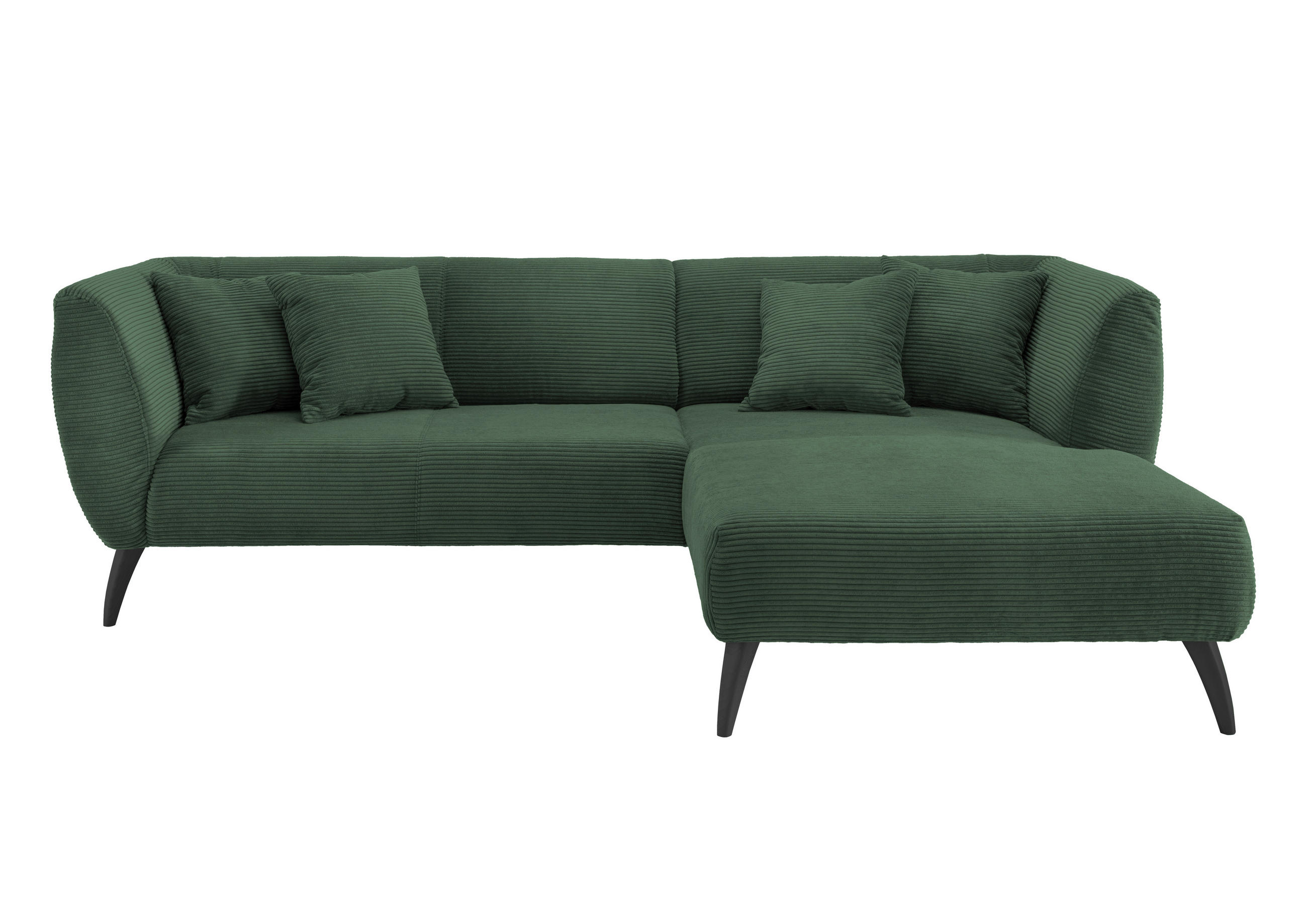 ECKSOFA Dunkelgrün Cord  - Dunkelgrün/Schwarz, MODERN, Holz/Textil (264/160cm) - MID.YOU
