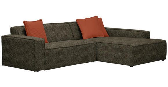 ECKSOFA in Chenille Rot, Olivgrün  - Rot/Schwarz, KONVENTIONELL, Kunststoff/Textil (280/188cm) - Carryhome