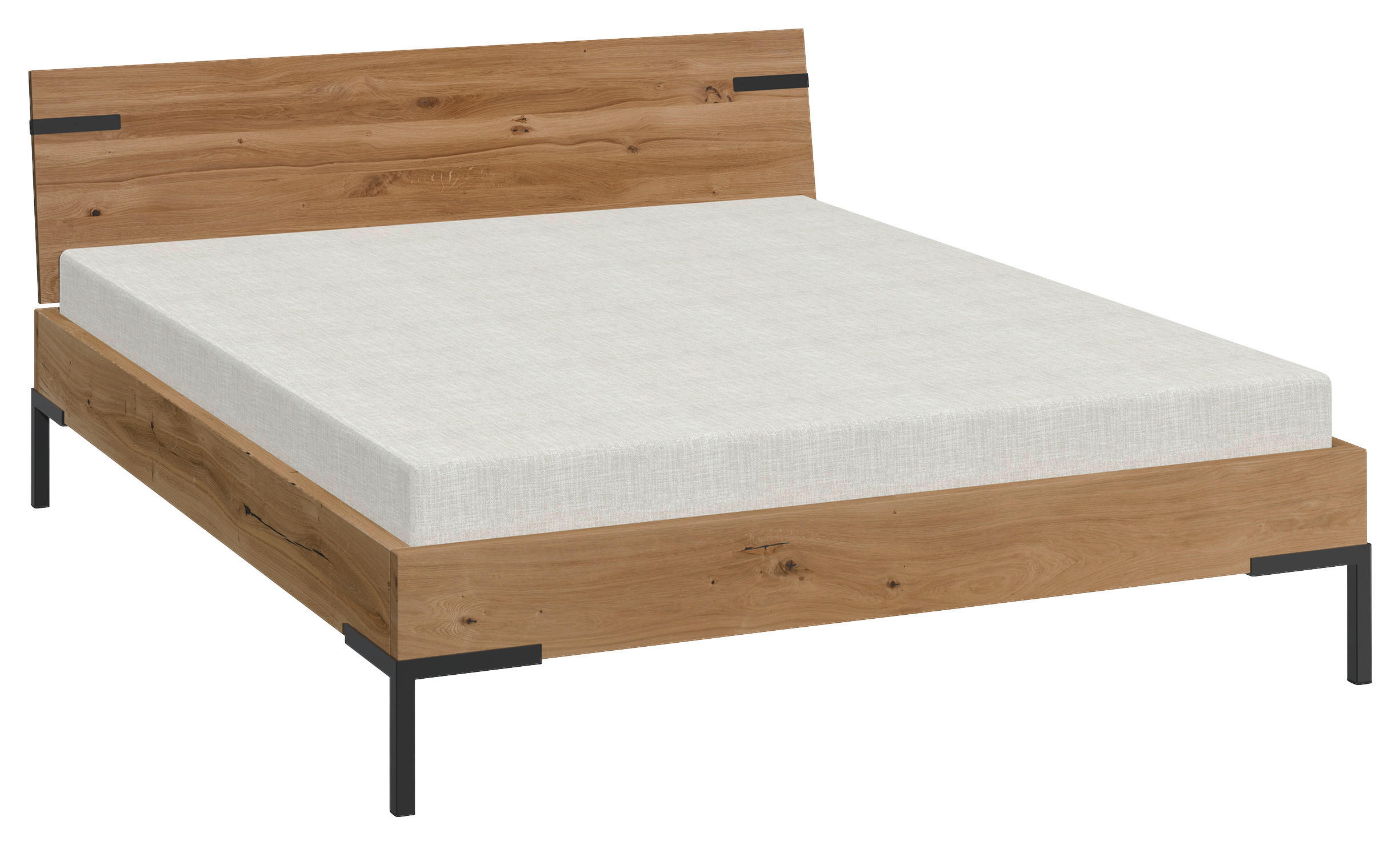 KREVET   160/200 cm   crna, divlji hrast  - crna/divlji hrast, Moderno, drvo/metal (160/200cm) - Livetastic