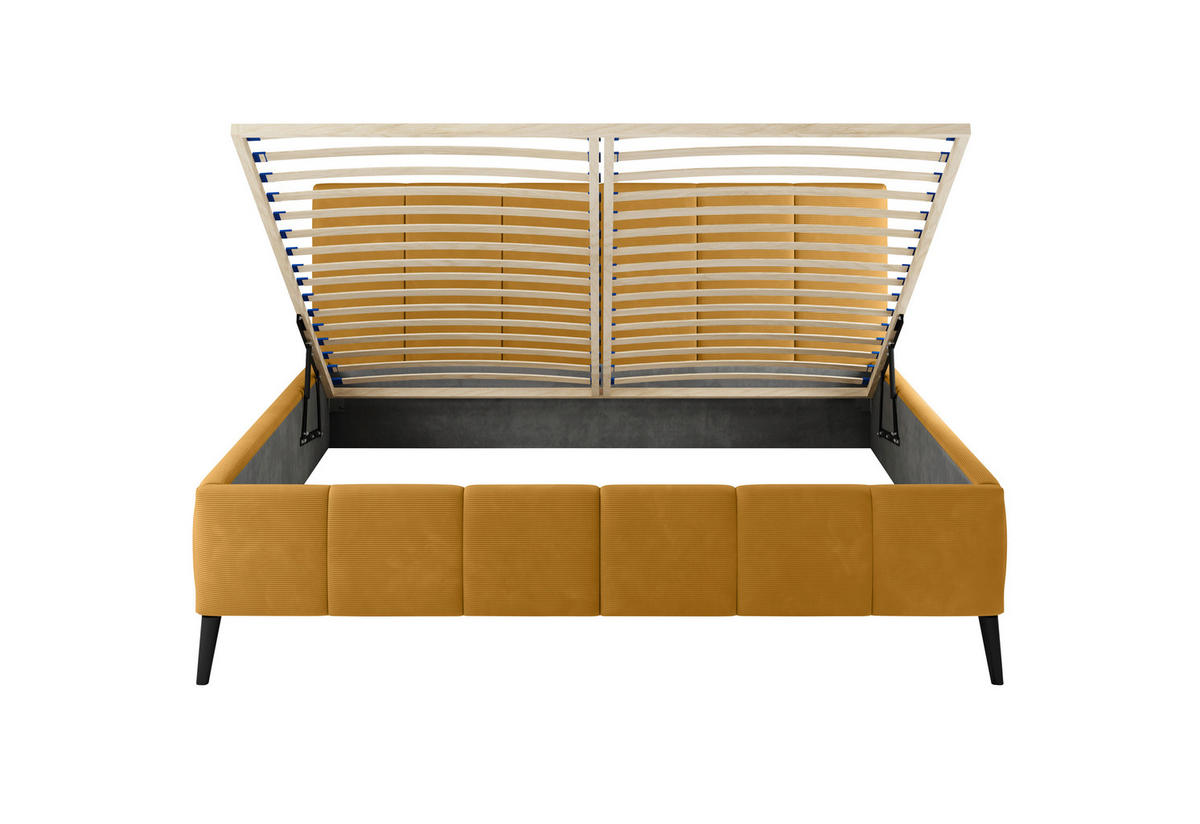 POLSTERBETT 180/200 cm  in Dunkelgelb  - Dunkelgelb/Schwarz, Trend, Holz/Textil (180/200cm) - home24
