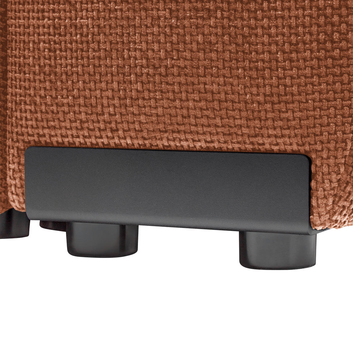ECKSOFA Flachgewebe Terracotta  - Schwarz Hochglanz/Terracotta, Modern, Textil/Metall (166/93/273cm) - MID.YOU