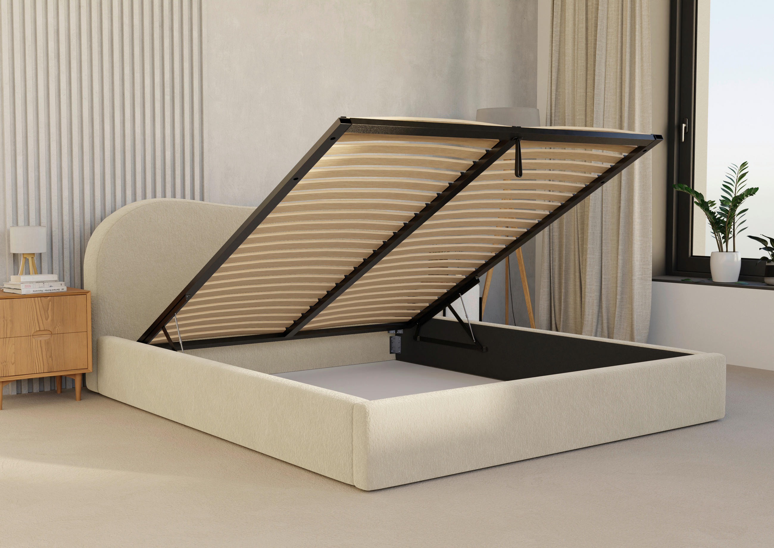 POLSTERBETT Bettkasten, Lattenrost 140/200 cm  in Beige  - Beige/Schwarz, Design, Holz/Textil (140/200cm) - Boxxx