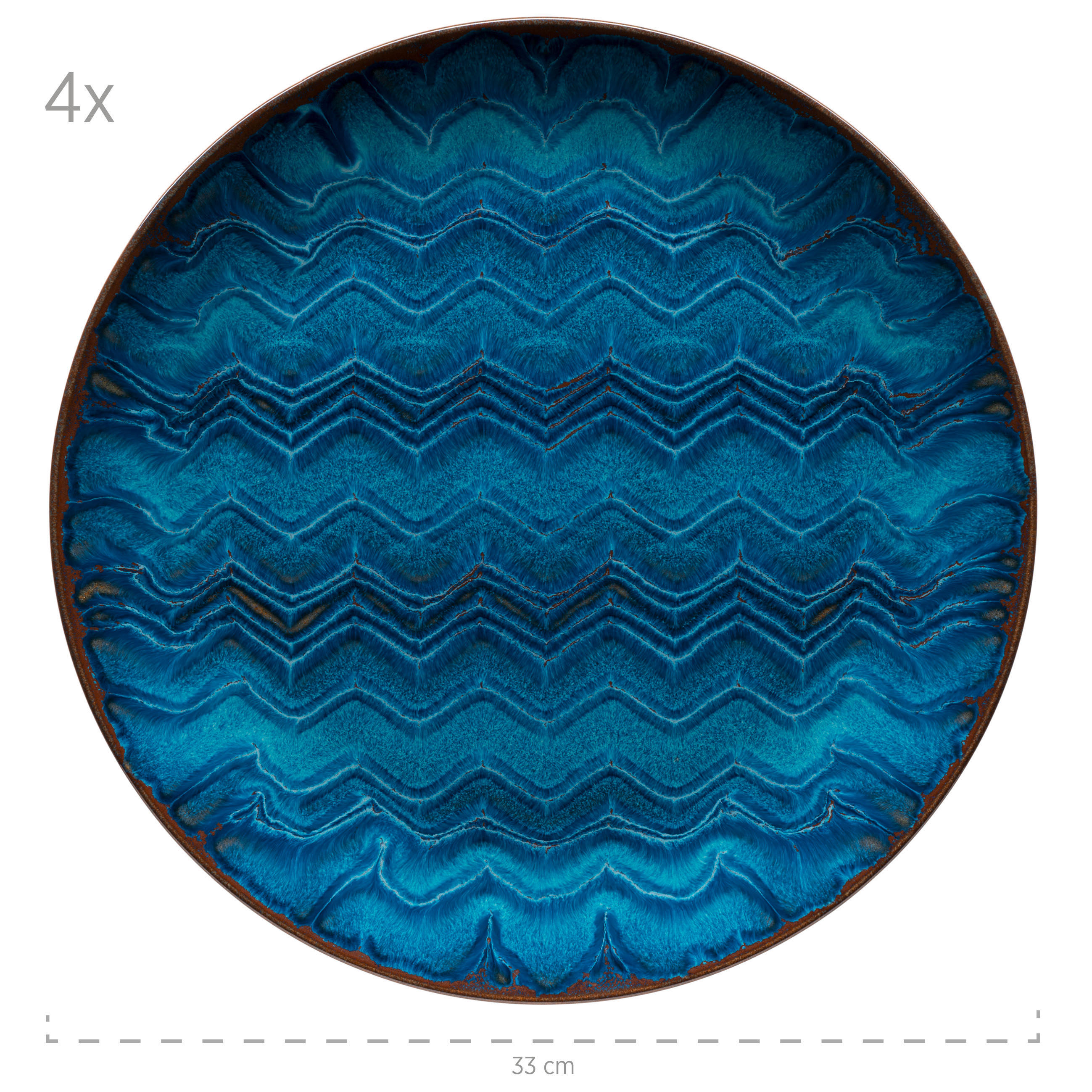 TELLERSET 4-teilig  - Blau, Basics, Keramik - Mäser