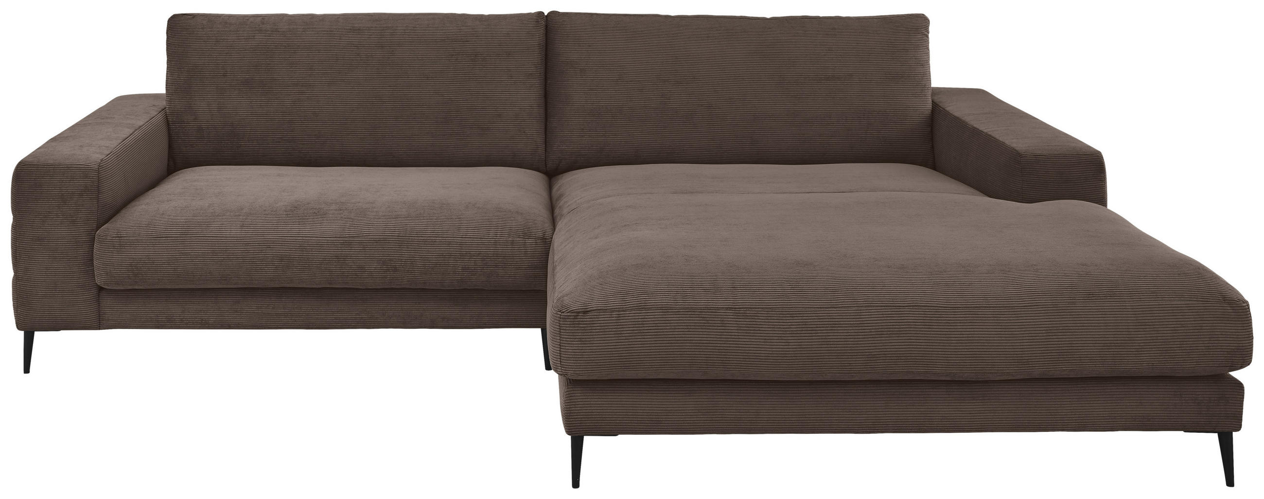 ECKSOFA Badia Base in Feincord Braun  293/207 cm  - Schwarz/Braun, Design, Textil/Metall (293/207cm) - Dieter Knoll