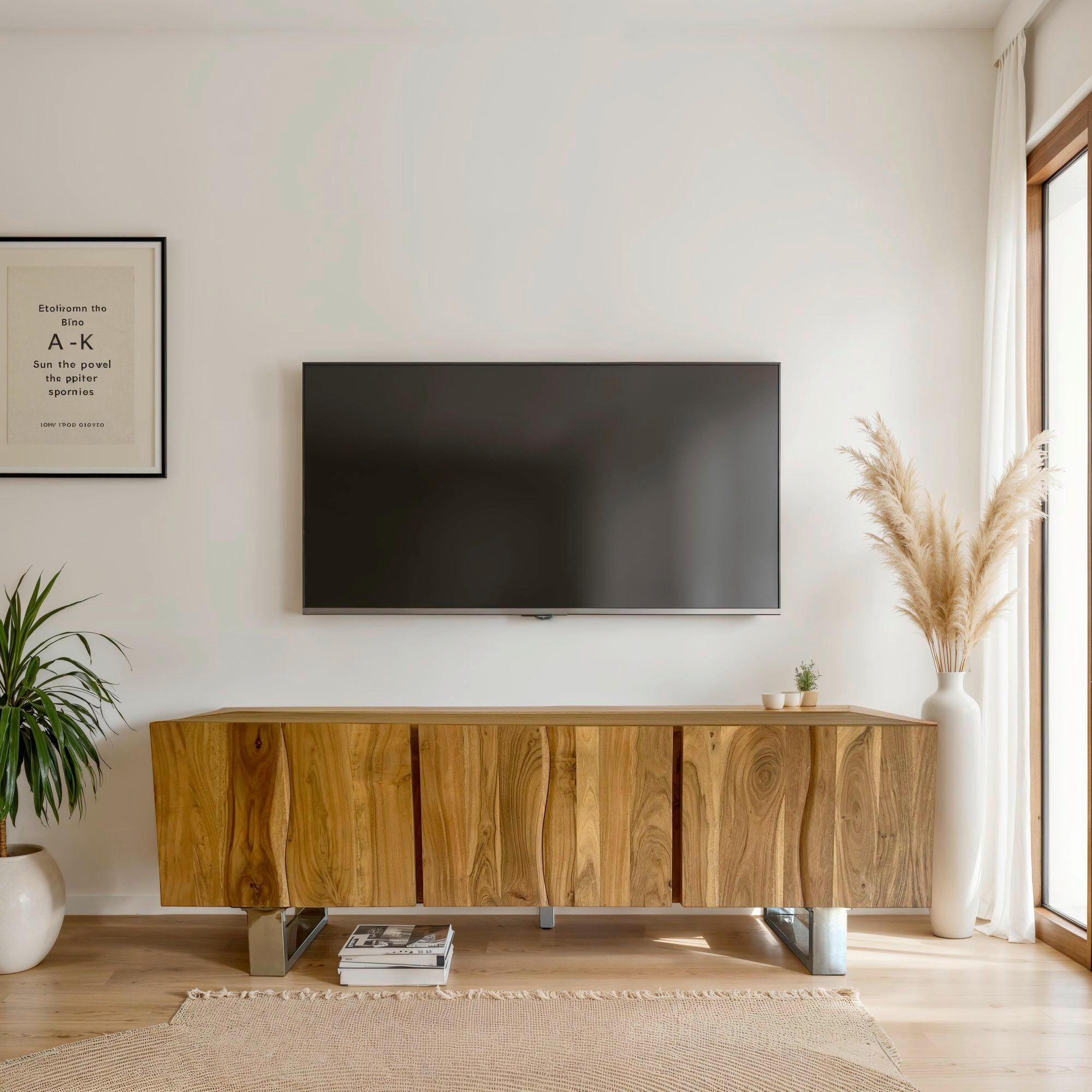 TV-BÄNK  i 160/56/46 cm  - kromfärg/akaciefärgad, Natur, metall/trä (160/56/46cm) - Livetastic