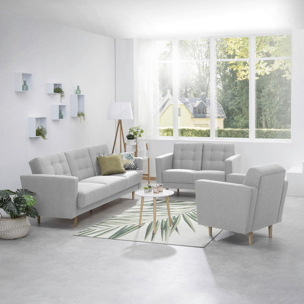 Thumbnail - Max Winzer 2-Sitzer-Sofa, Hellgrau, Textil, Esche, massiv, Füllung: Polyetherschaumkern, 128x81x83 cm, Goldenes M, Made ...