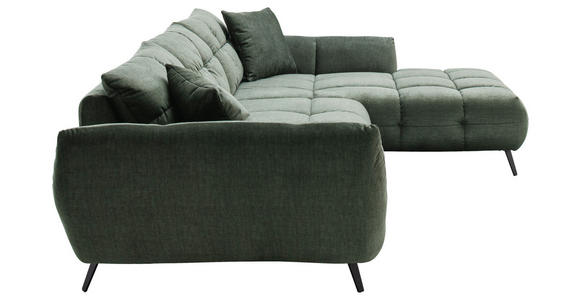ECKSOFA Grün Mikrofaser  - Schwarz/Grün, KONVENTIONELL, Textil/Metall (313/215cm) - Hom`in