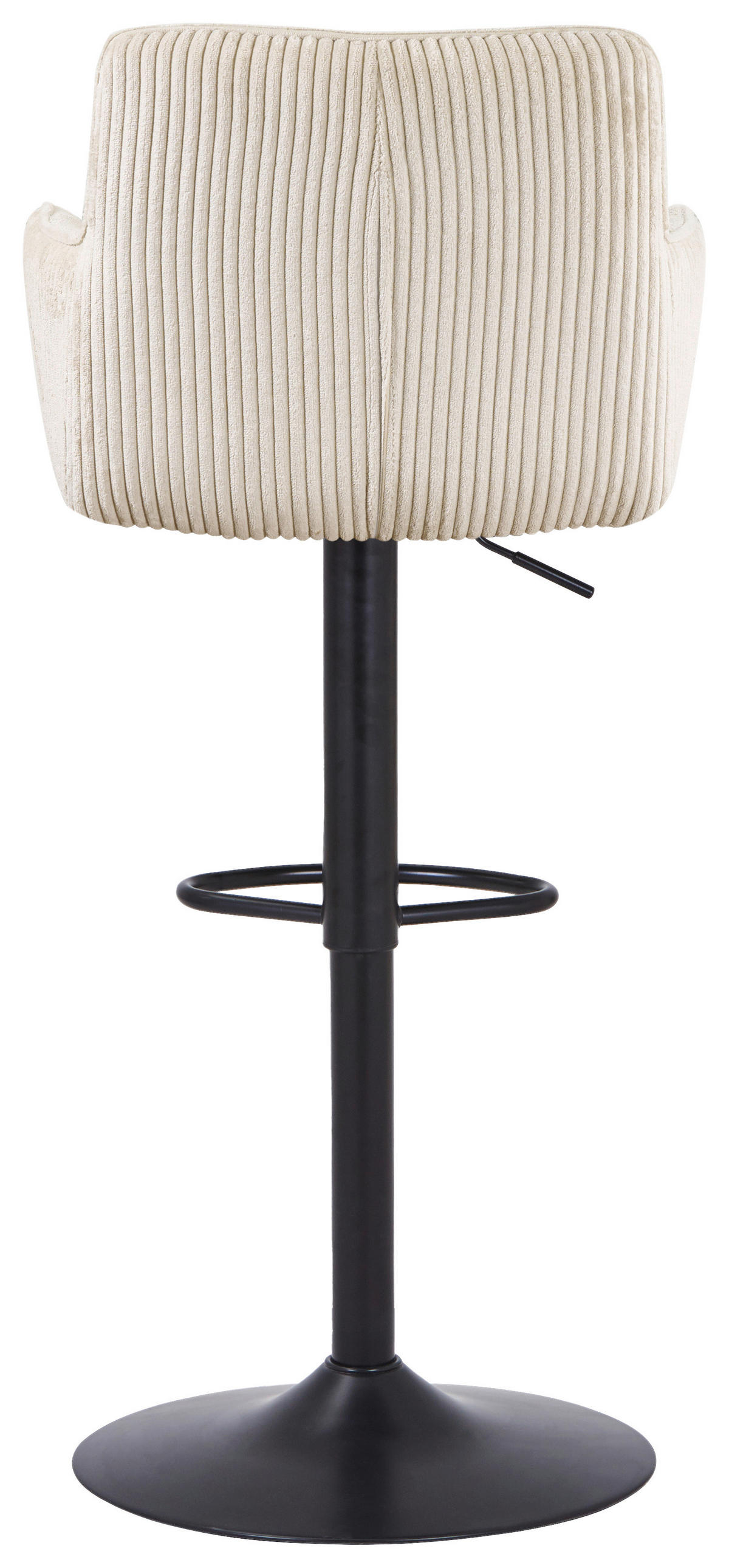 BARHOCKER Cord Schwarz, Beige Eisen Sitzfläche 360° drehbar, inklusive Armlehnen  - Beige/Schwarz, MODERN, Textil/Metall (55/91.5-113/52cm) - Livetastic