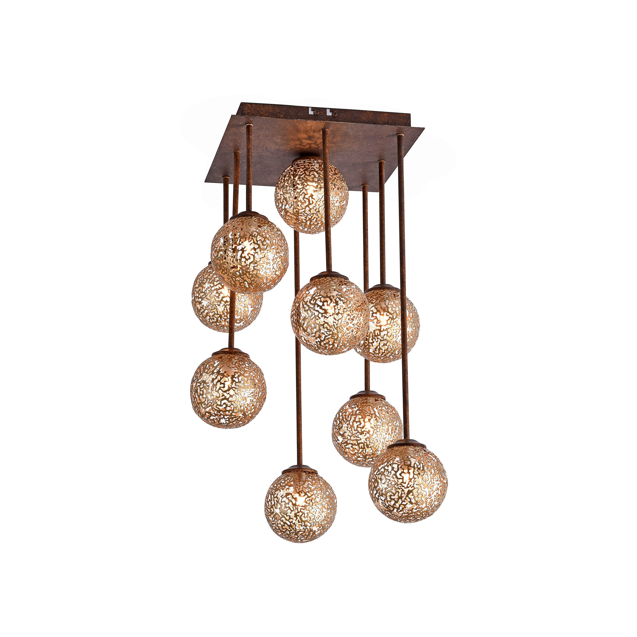 LED-DECKENLEUCHTE Greta 30,5/30,5/55,4 cm   - Rostfarben, KONVENTIONELL, Kunststoff/Metall (30,5/30,5/55,4cm) - Paul Neuhaus