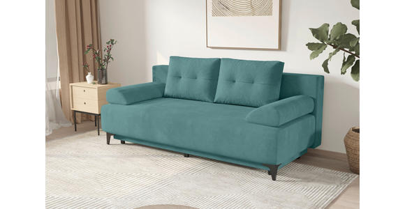 SCHLAFSOFA  in Velours Türkis  - Türkis/Schwarz, KONVENTIONELL, Textil/Metall (200/98/90cm) - Carryhome
