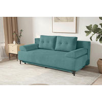 SCHLAFSOFA  mit Liegefunktion Velours Türkis  - Türkis/Schwarz, KONVENTIONELL, Textil/Metall (200/98/90cm) - Carryhome