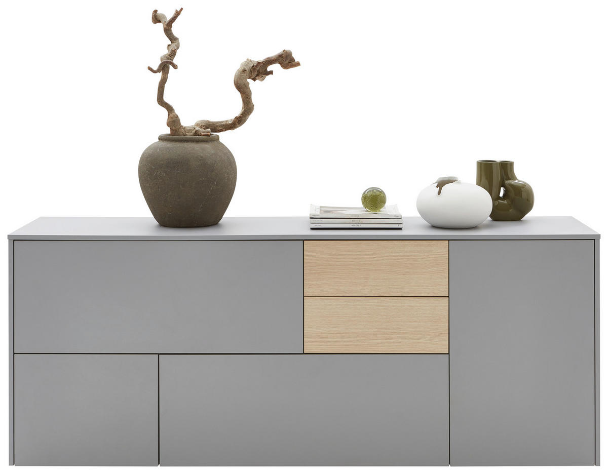 SIDEBOARD  in 184/74/41 cm  - Eichefarben/Schwarz, Design, Holzwerkstoff/Kunststoff (184/74/41cm) - Voleo