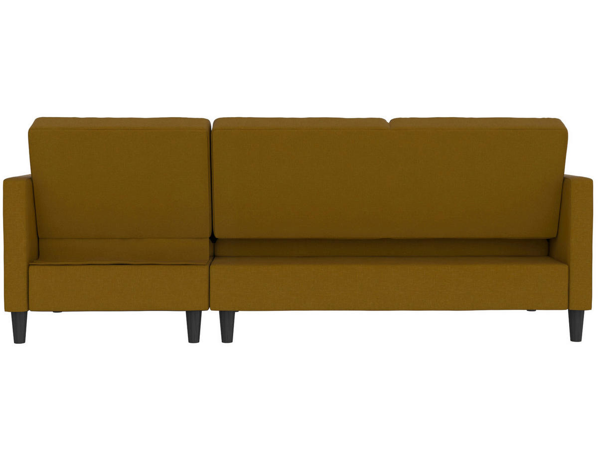 ECKSOFA PALERMO Currygelb Webstoff, Leinenoptik Schlaffunktion, Stauraum  - Currygelb/Schwarz, Basics, Kunststoff/Textil (213/154cm) - Livetastic