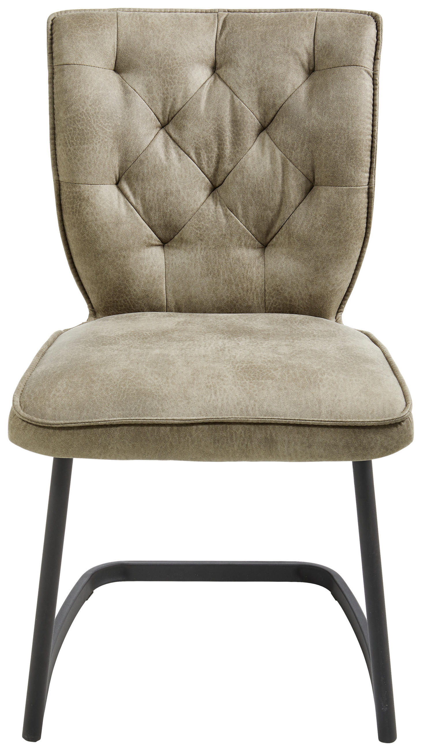 SCHWINGSTUHL  in Eisen Mikrofaser  - Taupe/Hellbraun, Design, Textil/Metall (46/89/58cm) - Valdera