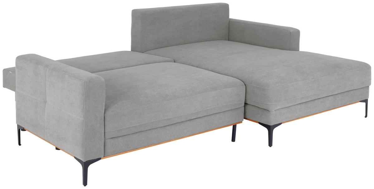 ECKSOFA Hellgrau  - Hellgrau/Schwarz, MODERN, Textil/Metall (238/162cm) - Ondega