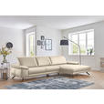ECKSOFA Rivello in Echtleder Creme  328/193 cm  - Creme/Schwarz, Design, Leder/Metall (328/193cm) - Dieter Knoll
