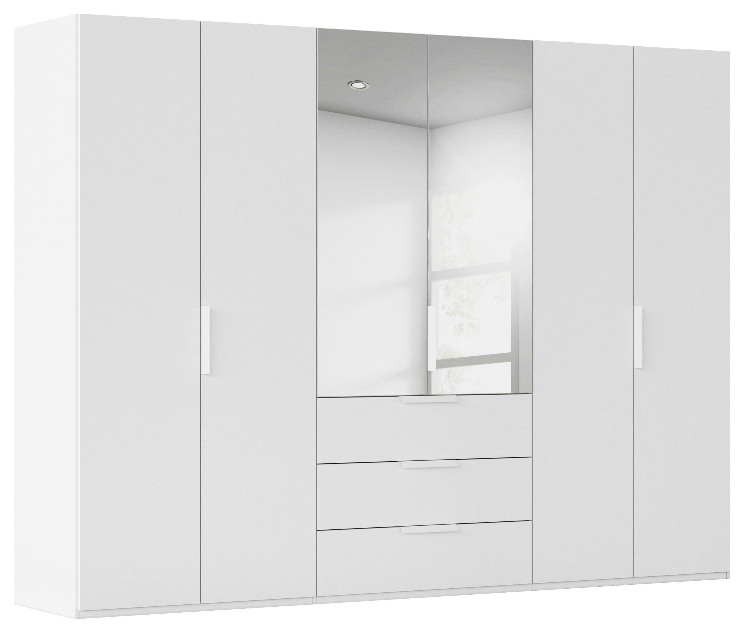 DREHTÜRENSCHRANK 301/223/61 cm,  in Weiß, 6-türig  - Weiß, Basics, Glas/Holzwerkstoff (301/223/61cm) - Novel