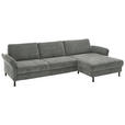 ECKSOFA in Chenille, Flachgewebe Dunkelgrau  316/175 cm  - Dunkelgrau/Schwarz, Design, Textil/Metall (316/175cm) - Dieter Knoll