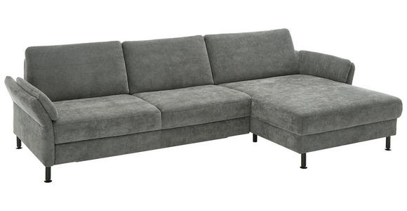 ECKSOFA in Chenille, Flachgewebe Dunkelgrau 316/175 cm - Dunkelgrau/Schwarz, Design, Textil/Metall (316/175cm) - Dieter Knoll