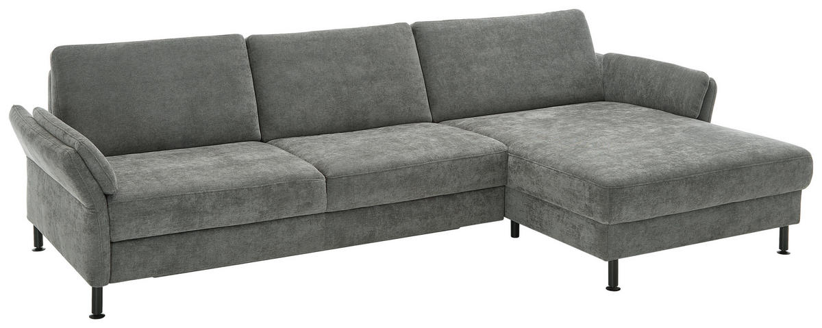 ECKSOFA in Chenille, Flachgewebe Dunkelgrau  - Dunkelgrau/Schwarz, Design, Textil/Metall (316/175cm) - Dieter Knoll