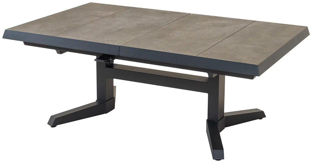 GARTENTISCH 163-203/93/54-74 cm Metall, Keramik rechteckig  - Schieferfarben/Anthrazit, MODERN, Keramik/Metall (163-203/93/54-74cm) - Ambia Garden