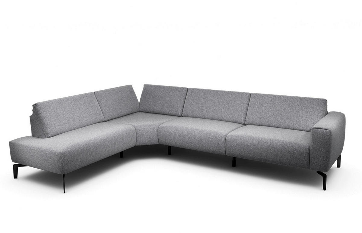 ECKSOFA Cosy Anthrazit Chenille  - Anthrazit/Schwarz, Design, Textil/Metall (213/296cm) - SENSOO