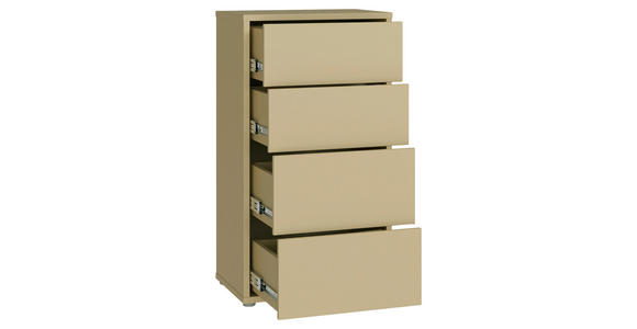 KOMMODE , 55/99/35 cm, 4 Schublade(n)  - Silberfarben/Hellgelb, Trend, Holzwerkstoff/Kunststoff (55/99/35cm) - Carryhome