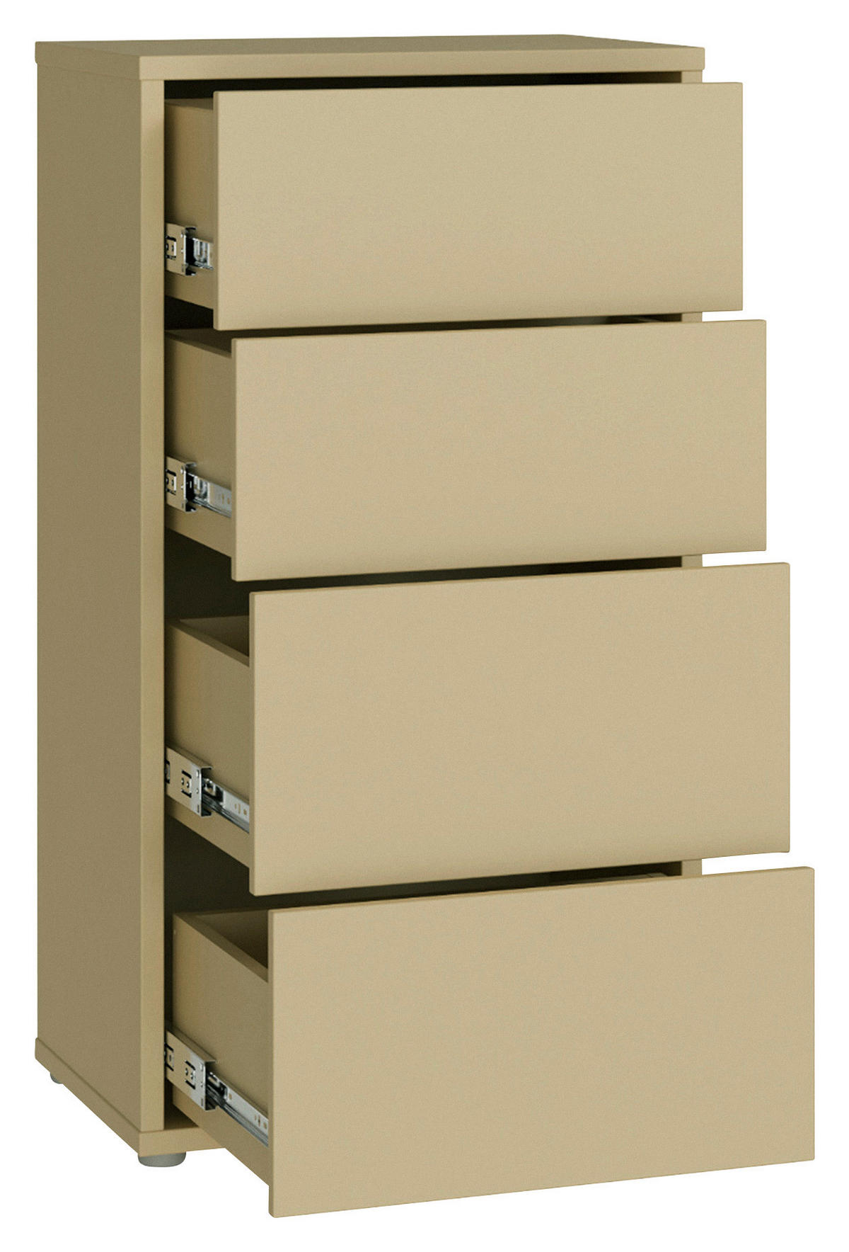 KOMMODE , 55/99/35 cm, 4 Schublade(n)  - Silberfarben/Hellgelb, Trend, Holzwerkstoff/Kunststoff (55/99/35cm) - Carryhome