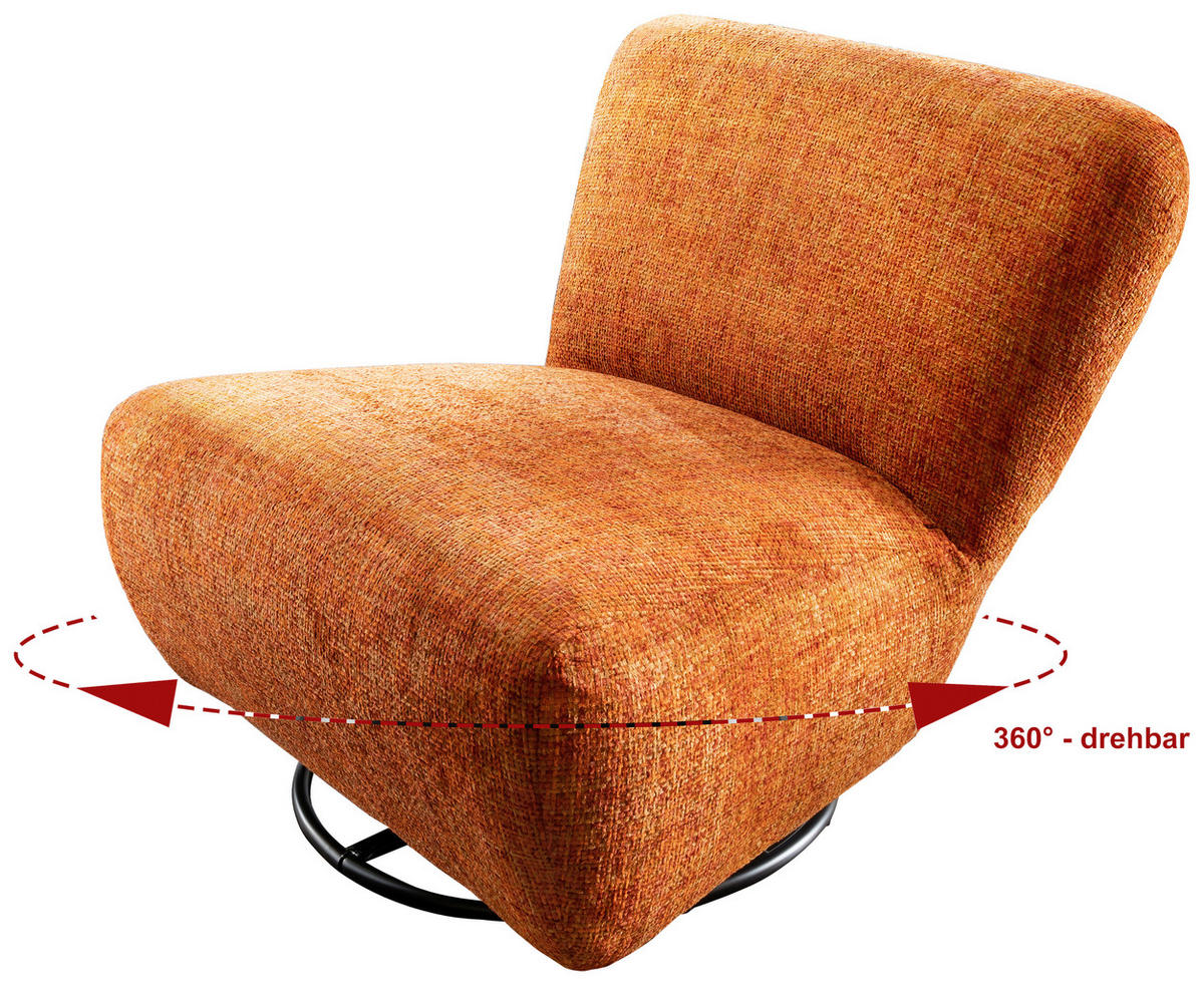 XXL-SESSEL in Struktur Koralle  - Koralle/Schwarz, Trend, Textil/Metall (95/77/94cm) - Livetastic