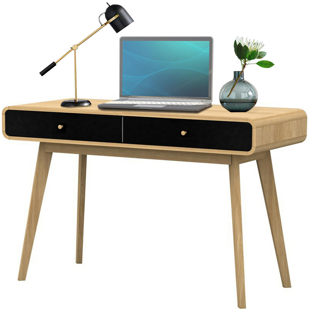 SCHREIBTISCH 120/79/50 cm  in Schwarz, Eichefarben  - Eichefarben/Schwarz, Design, Holz/Holzwerkstoff (120/79/50cm) - MID.YOU