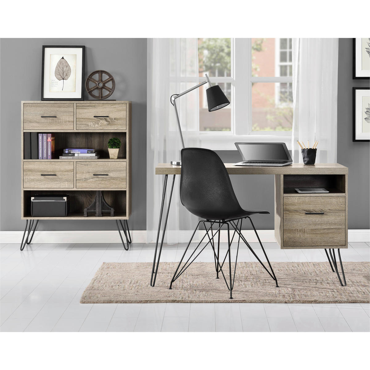 KOMMODE Landon  in 79/112/36 cm  - Eichefarben/Schwarz, Design, Holzwerkstoff/Metall (79/112/36cm) - MID.YOU
