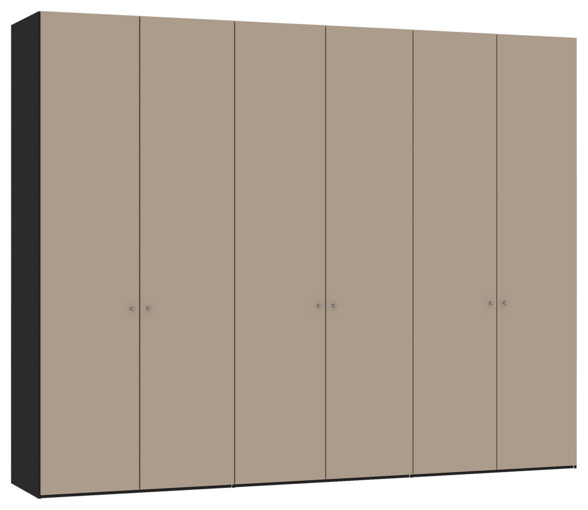DREHTÜRENSCHRANK Schwarz, Hellbraun  - Hellbraun/Silberfarben, Design, Glas/Holzwerkstoff (303/236/59cm) - Jutzler