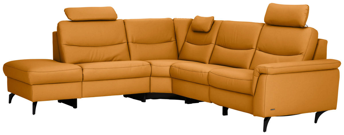 ECKSOFA in Echtleder Currygelb  249/280 cm  - Currygelb/Anthrazit, Design, Leder/Metall (249/280cm) - Himolla Komfortklass