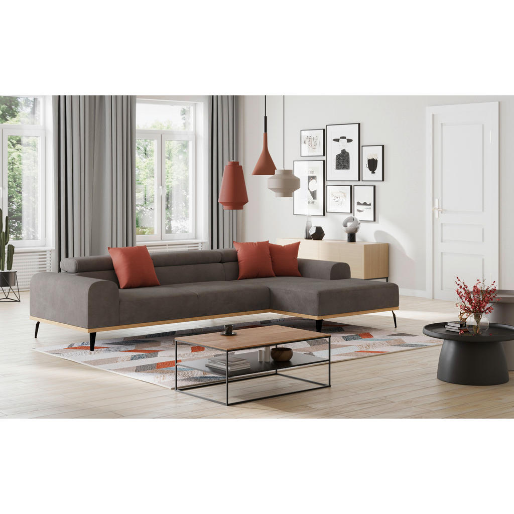 Thumbnail - Cotta Ecksofa, Dunkelgrau, Textil, 3-Sitzer, L-Form, 244x157 cm, Stoffauswahl, seitenverkehrt erhältlich, Rücken echt, A...
