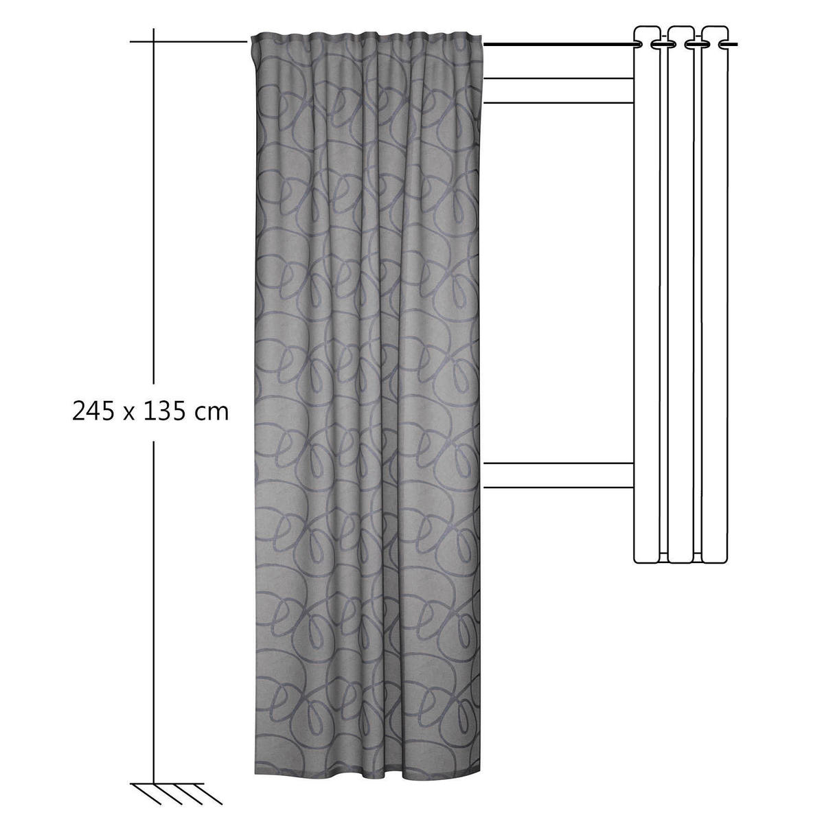 SCHLAUFENVORHANG halbtransparent  - Grau, Basics, Textil (135/245cm) - Fuggerhaus