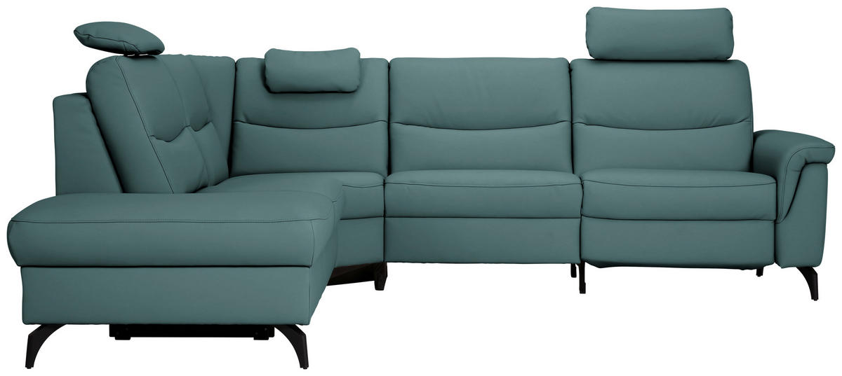 ECKSOFA in Echtleder Opal  249/280 cm  - Anthrazit/Opal, Design, Leder/Metall (249/280cm) - Himolla Komfortklass