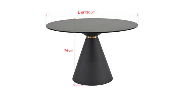 ESSTISCH in Metall, Glas, Keramik 120/120/76 cm - Schwarz, Design, Glas/Keramik (120/120/76cm) - Novel