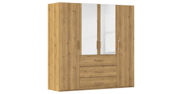 DREHTÜRENSCHRANK in Eichefarben - Eichefarben, Design, Glas/Holzwerkstoff (201/197/60cm) - Novel