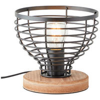 TISCHLEUCHTE 20/18,5 cm   - Schwarz/Braun, Natur, Holz/Metall (20/18,5cm) - Brilliant