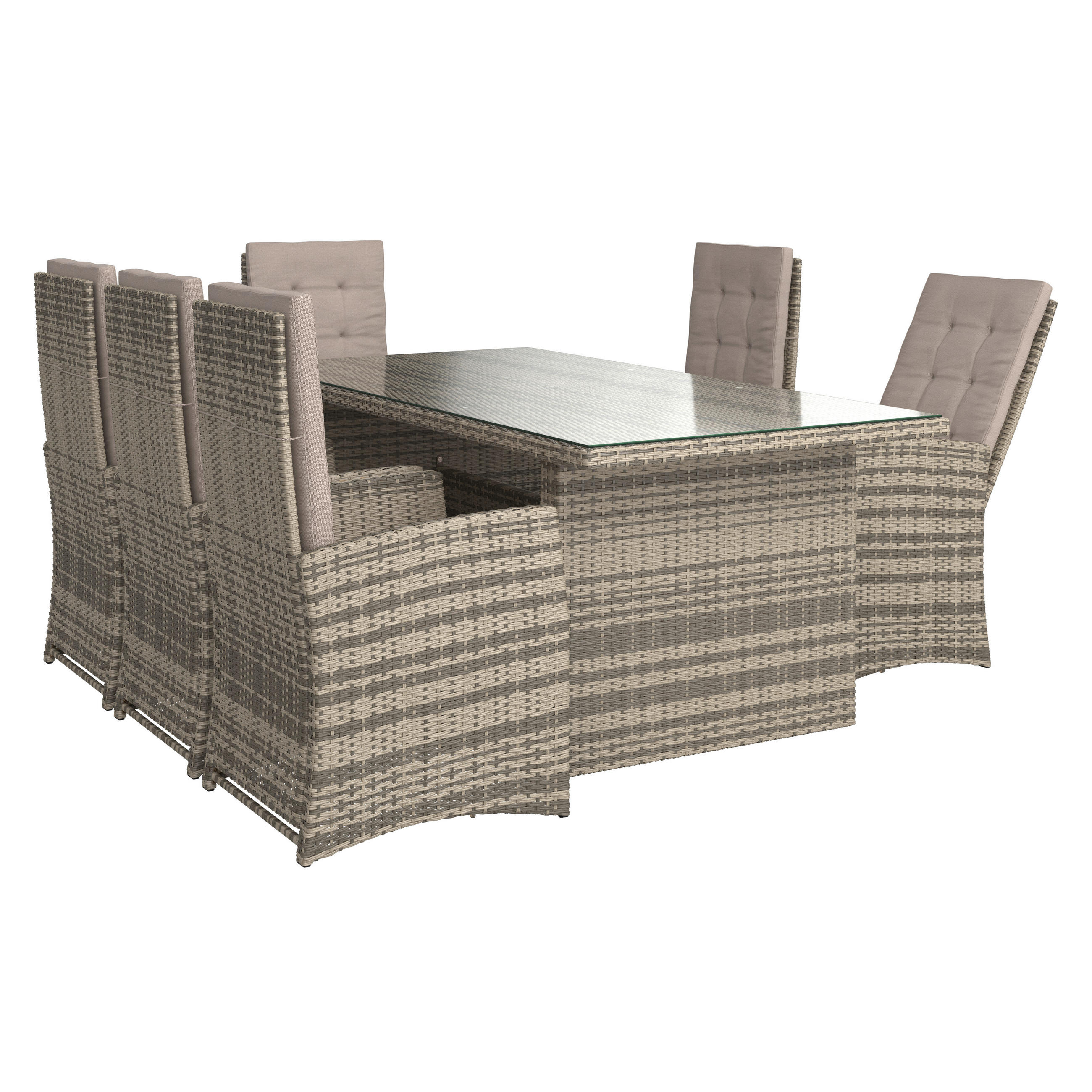 Thumbnail - Ambia Garden Gartentischgruppe, Braun, Metall, Kunststoff, Glas, Textil, Säule, Gartenmöbel, Gartenmöbel-Sets