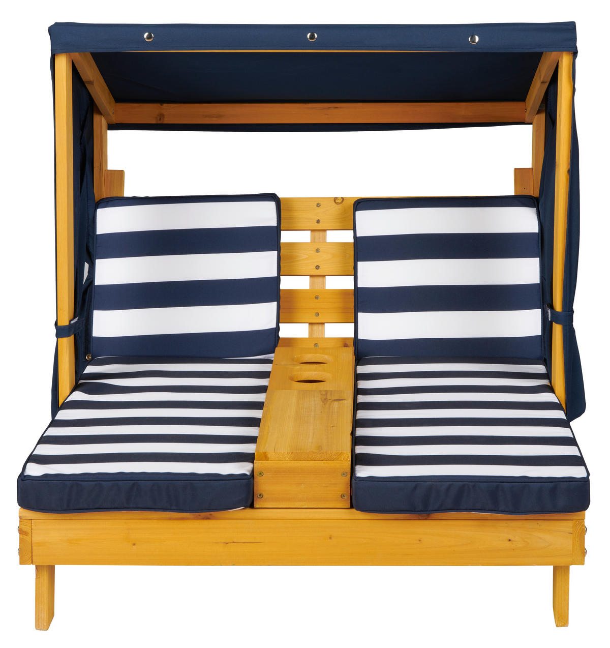 KINDERSONNENLIEGE Holz, Textil Blau, Naturfarben, Weiß  - Blau/Naturfarben, Basics, Holz/Textil (85/92,5/89cm) - My Baby Lou