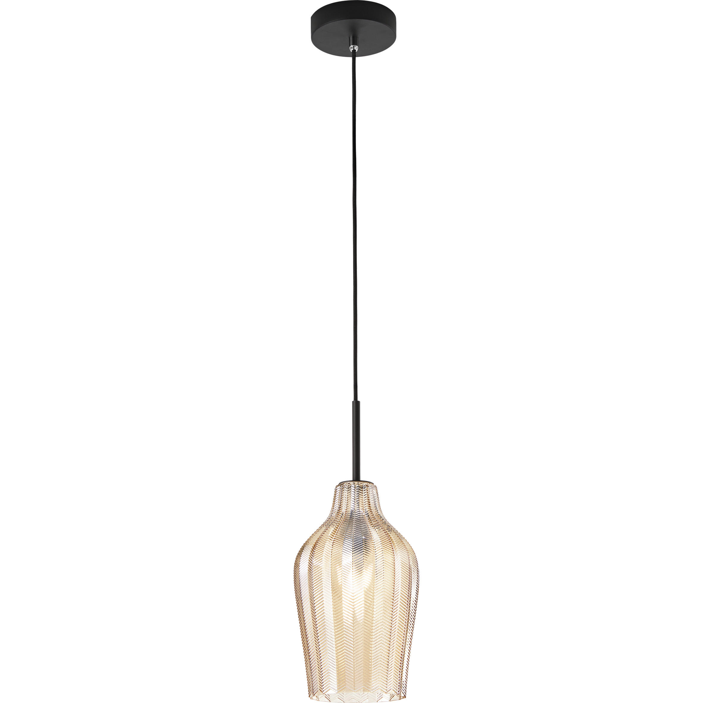 PENDELLEUCHTE Stintino 18/200 cm   - Schwarz, Design, Glas/Metall (18/200cm) - Fabas Luce
